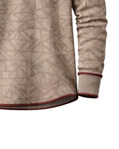 Sweat-shirt Henley à imprimé géométrique beige pour homme, manches longues, en molleton français, coupe classique, haut décontracté pour homme, vêtements d'hiver, nouveauté - Product Image 6