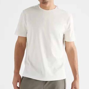 T-shirt Homme Uni en Polyester Spandex de Haute Qualité, Impression de Logo Personnalisé, 180g, Vente Chaude - Product Image 1