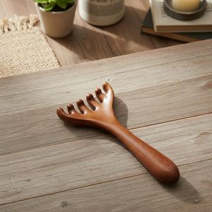 Peigne de massage du cuir chevelu en bois naturel, Gua Sha, brosse de massage des méridiens pour la croissance des cheveux, le soulagement du stress et la relaxation du corps - Product Image 2