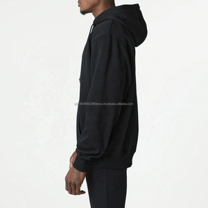 100% Cotton Custom Puff Print Men's Oversized Hoodie High Quality <b>Black</b> with Logo Digital Printing Clothes Pattern Set - Product Image 3