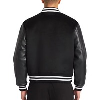 Blouson universitaire unisexe d'hiver en laine avec manches en cuir PU, lettres brodées, coupe-vent décontracté personnalisable