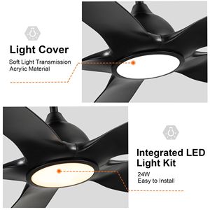 Ventilatore da Soffitto Smart Integrato con LED Stile Fattoria da 60 Pollici con Telecomando per Uso Interno/Esterno Colore Nero - Product Image 6