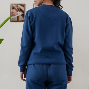 Custom Unisex Hooded Solid Tracksuit Set with Crewneck Sweatshirt and Sweatpants OEM Wholesale - Product Image 5