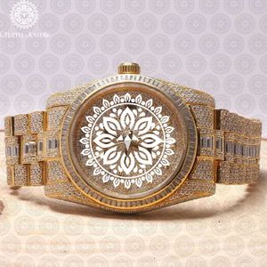 Charm_Jewells Luxury Yellow Gold <b>Watch</b> 40mm Round Dial Analog Quartz Movement Unisex Fashion Bracelet with Sapphire Window - Product Image 1