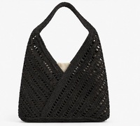 Sac cabas en raphia au crochet pour femmes |   Sac à main bohème ouvert pour l'été, idéal pour la plage, avec broderie, couleur unie, design imperméable