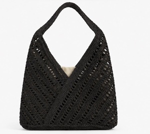 Bolso de Mano de Ganchillo Rosa Estilo Bohemio con Parte Superior Abierta para la Playa de Verano - Product Image 5