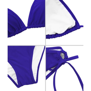 Conjunto de Bikini de 2 Piezas Azul Rey para Mujer, Top Triangular con Cuello Halter y Lazos Laterales, Braguita de Color Sólido de Secado Rápido, Talla Grande - Product Image 5