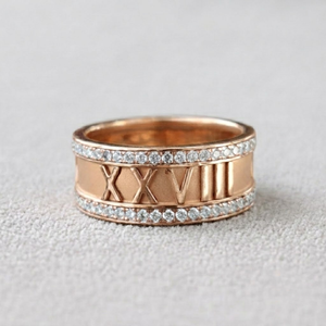 แหวนทองคำ 14K ประดับเพชรแบบ Pave ตัวเลขโรมัน รับรองโดย IGI วงกว้าง เหมาะสำหรับวันครบรอบและงานปาร์ตี้ - Product Image 3