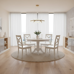 Ensemble de table à manger pliable chic en bois écologique au design traditionnel, 5 chaises, moderne, de haute qualité, fabriqué au Vietnam, marque OEM - Product Image 1