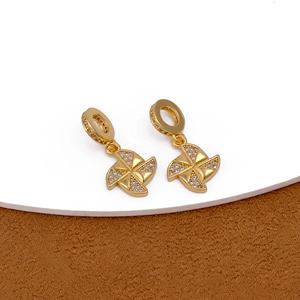 Micro Pave Windmill Design Pinwheel Charm Pendant with <b>Cubic</b> <b>Zirconia</b> Gold Plated for DIY Wedding Necklaces and <b>Bracelets</b> - Product Image 3