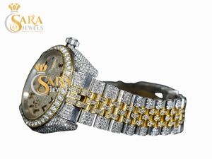Montre de luxe blanche de haute qualité sertie de diamants, avec bracelet en acier inoxydable, pour hommes et femmes, disponible à prix abordable. - Product Image 5