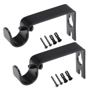 Support mural robuste en métal noir mat pour tringle à rideau, crochet de suspension pour rideau de fenêtre en fer de haute qualité, vente en gros - Product Image 2