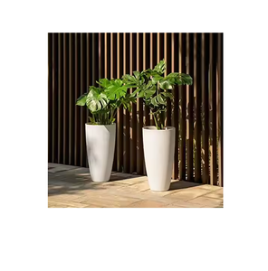 Jardinière rectangulaire haute en fibre de verre (FRP) pour patio, entrée, décoration intérieure, prête pour plantes artificielles - Product Image 1