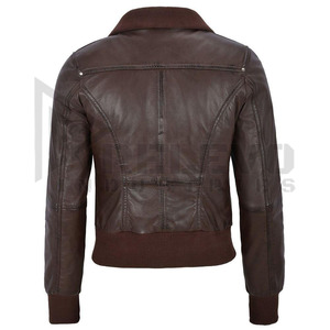 Blouson de motard pour homme en cuir véritable, col montant, fermeture éclair frontale, tissu peigné écologique, collection hiver, vente en gros, USA - Product Image 6
