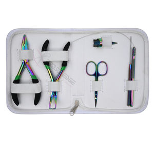 Kit d'outils professionnel pour extensions capillaires micro-anneaux arc-en-ciel avec pince à sertir pour anneaux nano, enfile-fils et ciseaux de coupe pour salon - Product Image 6