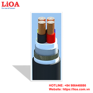 Câble d'alimentation LiOA 4 conducteurs, 1 conducteur à terre, aluminium/DSTA/XLPE/PVC, basse tension 0,6/1kV, AXV/DSTA-3x50+1x35 - Product Image 2