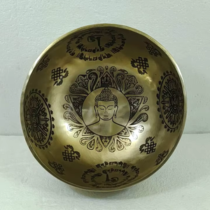 Bol chantant en laiton fait à la main avec motif Bouddha - Bol tibétain pour la guérison sonore et la méditation - Product Image 5