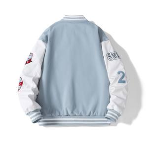 Blouson Bomber Vintage Homme en Polyester avec Broderie Frontale et Patchwork, Style Moto et Baseball, Coupe Ample, Automne Hiver - Product Image 2