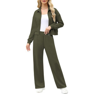 Dark <b>Green</b> Lounge Sets for Women 2026 Sweatsuit 2 Piece Outfits Sweatshirt Wide Leg Sweat Pant Tracksuit Matching Set - Product Image 6