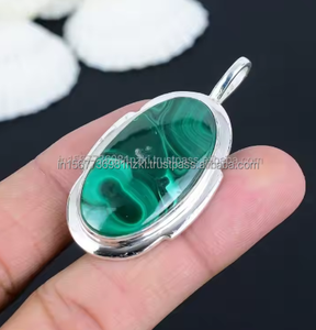 Collar de malaquita collar elegante joyería 925 plata esterlina colgante de malaquita regalo de cumpleaños para mamá cuello plata - Product Image 3