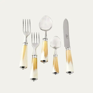 Ensemble de couverts de mariage réutilisables en os naturel et acier inoxydable, design européen, finition miroir haute brillance - Product Image 2
