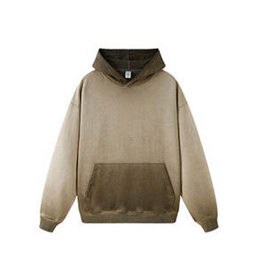 Sweat à capuche pour homme en molleton bouclette 100% coton, grammage lourd, délavé à l'acide, style vintage coréen, personnalisable, collection automne, vente en gros - Product Image 2