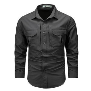เสื้อเชิ้ตผู้ชาย OEM 2026 แขนยาว แห้งเร็ว ผ้าฝ้าย 100% คอตั้ง แนวทหาร เหมาะสำหรับเดินป่า ปีนเขา ล่าสัตว์ ใส่ได้ทั้งแบบทางการและลำลอง - Product Image 3
