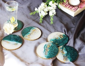 Resin Drink Coasters with Custom Colors, Heat Resistant <b>Waterproof</b> <b>Mats</b> for Coffee Cups Tea Cups and Glasses - Product Image 2
