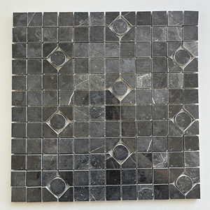 Mosaico de piedra cuadrado negro moderno, pulido, resistente al agua, para pared interior de baño, diseño contemporáneo - Product Image 2