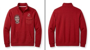 <b>Men</b> <b>Red</b> Quarter Zip Knitted <b>Sweatshirt</b> With Pocket And Logo Print Casual Autumn Wear <b>Men</b> Sweat Shirt - Product Image 5
