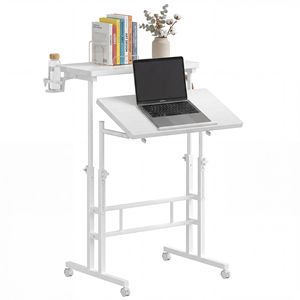 Dual Height Adjustable Rolling Computer <b>Desk</b> with Treadmill Walking Pad Mobile Workstation with Cup Holder - Product Image 2