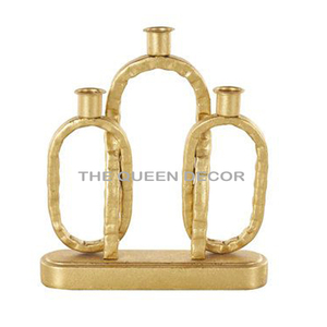 Fabricant de décoration intérieure, bougeoir vintage de luxe, porte-bougie doré pour la décoration de la maison, porte-bougie à 3 compartiments - Product Image 1