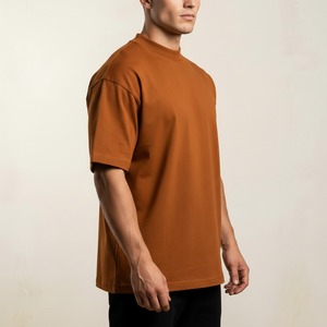 เสื้อยืดคอกลมแขนสั้นทรงปกติสำหรับผู้ชาย สีมัสตาร์ด ผ้าเจอร์ซีย์คอตตอน 100% สไตล์ลำลอง ปรับแต่งได้ ด้านหน้าผ้าถักระบายอากาศ - Product Image 3