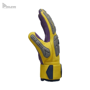 Custom High-Vis General Purpose Safety Work Gloves Dual Tone Grey Leather Backhand Armor Textured Foam Padded Palm Anti-Slip - Product Image 4