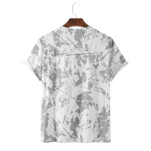 T-shirt à manches courtes pour homme, col rond, gris uni, coupe régulière, ample, respirant, tricoté, style décontracté, sport - Product Image 2