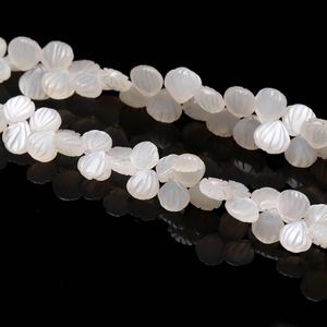 Cuentas de Piedra Lunar Blanca Natural Talladas en Forma de Concha de 9-10MM, Cuentas de Piedras Preciosas Talladas a Mano con Perforación Lateral, Cuentas Sueltas de Piedra Lunar Blanca para Joyería - Product Image 2