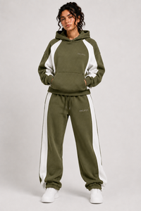 Conjunto Deportivo de Sudadera con Capucha y Pantalones de Chándal Color Verde Oliva ONE APEX para Mujer, Estilo Urbano, de Felpa Francesa Premium de Secado Rápido - Product Image 2