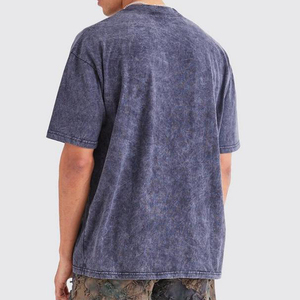 เสื้อยืดคอโอทรงบ็อกซี่ผ้าฝ้าย 100% แฟชั่นสั่งทำพิเศษ คุณภาพสูง เสื้อผู้ชายทรงโอเวอร์ไซส์ สตรีทแวร์ แขนครึ่งตัว ทรงบ็อกซี่ ล้างสีแบบแอซิดวอช - Product Image 2