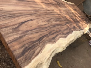 Modern Extendable Live Edge <b>Slab</b> Acacia Solid <b>Walnut</b> Wood Dining Table for Living Room Hotel Bedroom Furniture - Product Image 4