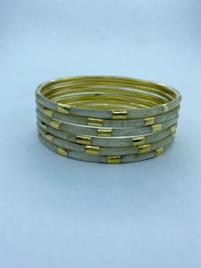 Resin <b>Bangles</b> Bracelets With Brass Base in Various Patterns on White Background for Girls and Women - Product Image 4