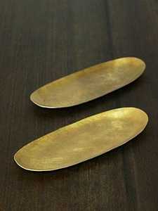 Oval <b>Gold</b> Metal <b>Serving</b> Plate Handmade Minimalist Design Solid Color Decorative <b>Tray</b> For Presents - Product Image 1