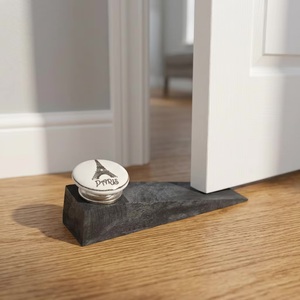 Butée et loquet de porte en bois pour porte tournebille, base noire, style français traditionnel, auto-adhésif, installation facile, conception durable - Product Image 2