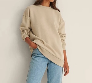 El mejor diseño Otoño Invierno liso mujeres sudaderas sueltas moda pulóver de gran tamaño mujeres cuello redondo cómodo sudadera - Product Image 4