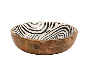 Bol en bois pour fruits et collations avec revêtement en émail, pour la salle à manger, la cuisine, le service, les salades, le riz, pour restaurant - Product Image 3