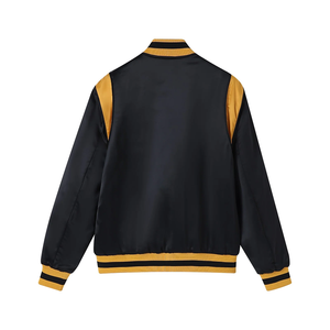 Blouson Bomber Satiné Noir/Doré B2B Homme/Femme – Nouvelle Collection Printemps avec Doublure Personnalisée et Broderie Grecque sur Logo Avant - Product Image 2