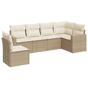 Ensemble de canapés de jardin en rotin PE beige avec structure en acier thermolaqué et mousse en polyester, mobilier d'extérieur durable - Product Image 2
