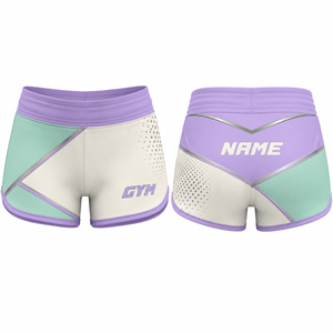 Shorts de sport pour femmes, taille haute, respirants, en spandex tricoté, avec cordon de serrage - Product Image 1