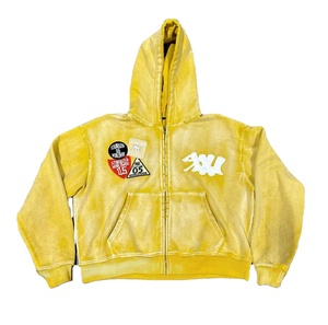 Vente en gros Sweat à capuche vintage délavé et délavé pour homme Coupe surdimensionnée en éponge française délavée à l'acide Logo personnalisé pour l'hiver - Product Image 2