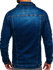 New Mens Denim Jacket Trendy Retro Casual Stand-up Zipper Jacket Handsome Riding Biker Clothing Denim <b>Tops</b> - Product Image 5