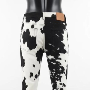 Pantalon en cuir de vachette véritable pour femme, taille haute, mode de luxe, streetwear décontracté, pantalon classique de créateur, vente en gros OEM personnalisée - Product Image 1